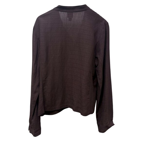 EILEEN FISHER Womens Jacket Large Brown Plum Linen Blend Light Blazer Lagenlook - Picture 4 of 8